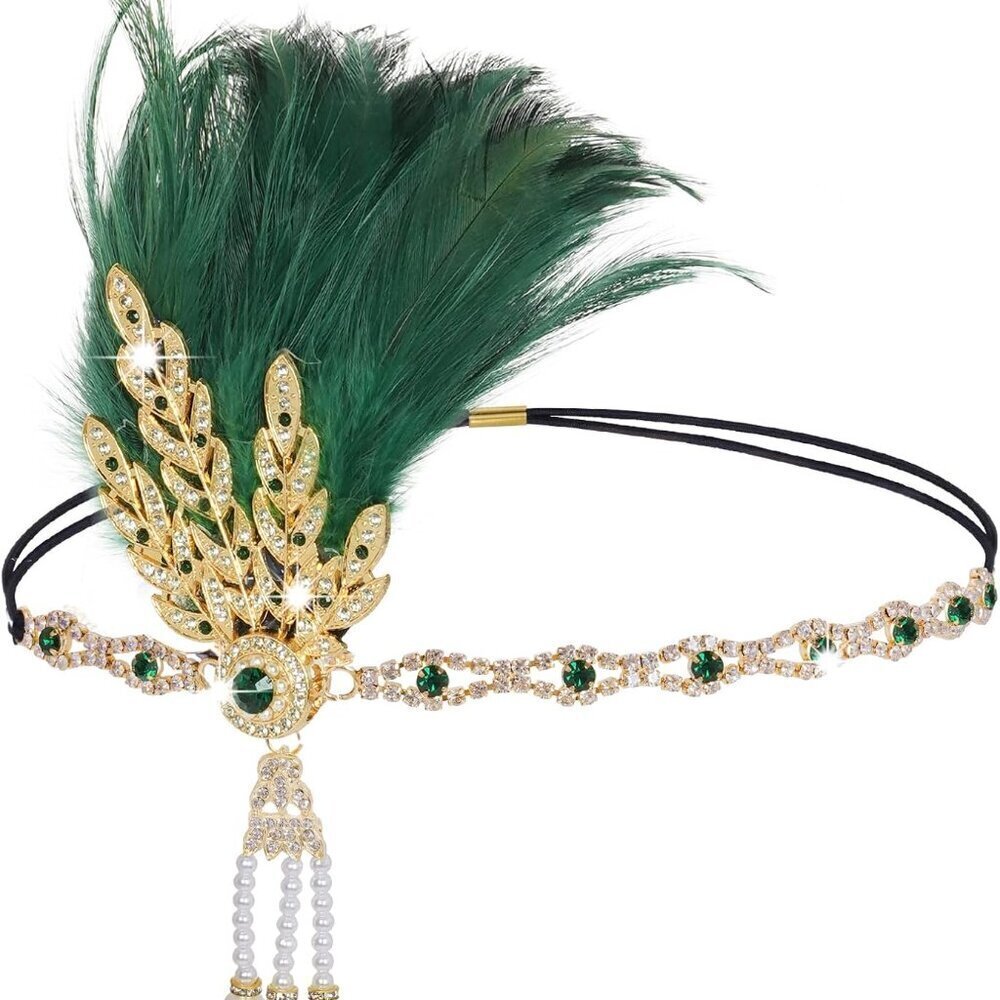 1920s Flapper Feather Headband Women's Gatsby Party Costume Accessory